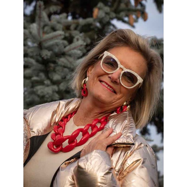 84511-12 Chunky Necklace Red (Bild 4 von 4)